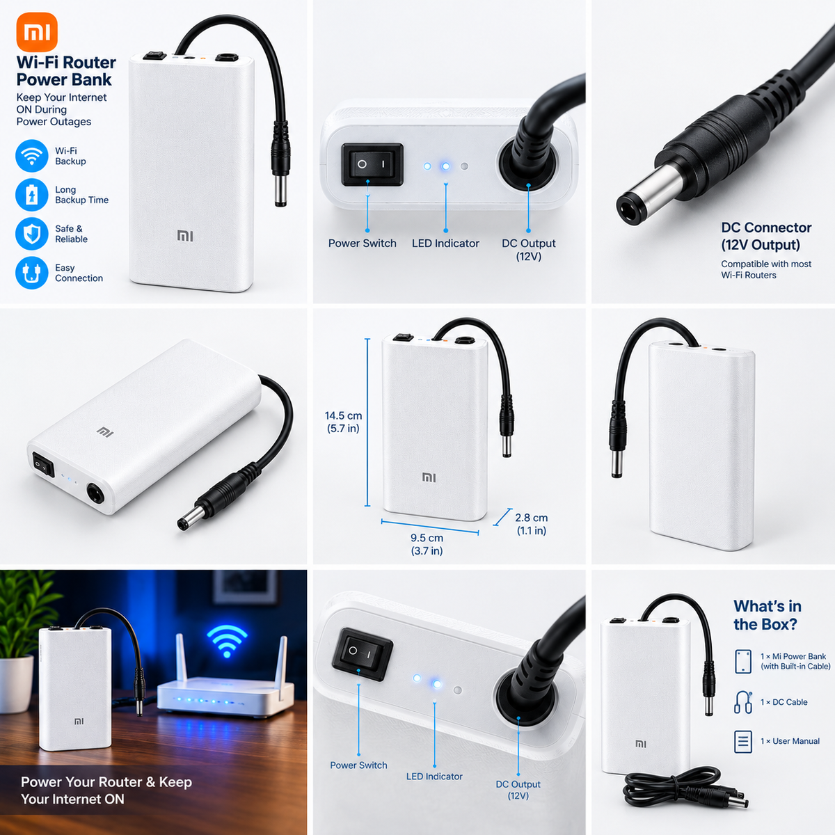Wi-Fi UPS Power Bank (White) - 3-4 Hours Backup